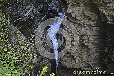 A tiny waterfall within the gorge at Watkins Glen, NY State Park Stock Photo