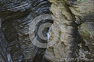 Rock forms in the gorge create abstract scenery at Watkins Glen, NY State Park Stock Photo