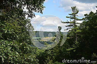 The walking trail will take you to a scenic view of Watkins Glen, NY State Park Stock Photo