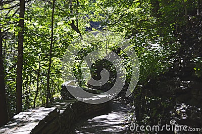 Rock pathways line throughout Watkins Glen, NY State Park Stock Photo