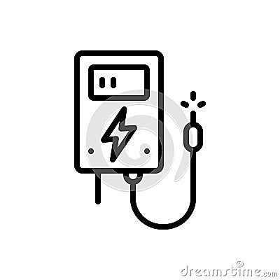 Black line icon for Watt, battery and electricity Vector Illustration