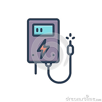 Color illustration icon for Watt, battery and power Cartoon Illustration