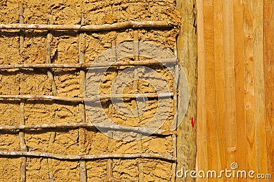 Wattle-and-Daub construction details Stock Photo