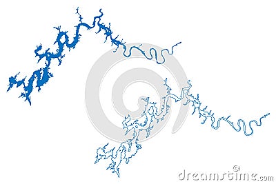 Watts Bar Lake (United States of America, Tennessee) map vector illustration, Vector Illustration