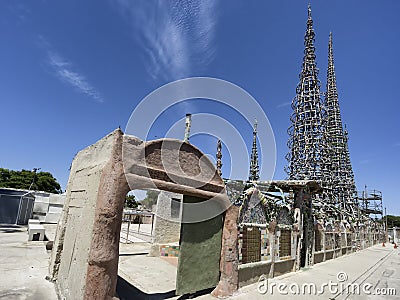 Watts towers in Los Angeles, California Stock Photo