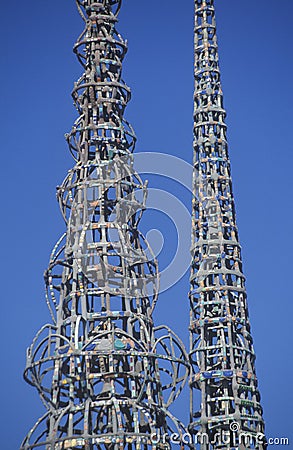 Watts Towers 20th Anniversary of the 1965 riots, Los Angeles, California Stock Photo