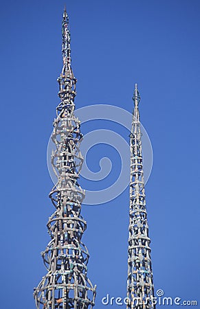 Watts Towers 20th Anniversary of the 1965 riots, Los Angeles, California Stock Photo