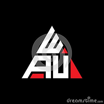 WAU triangle letter logo design with triangle shape. WAU triangle logo design monogram. WAU triangle vector logo template with red Vector Illustration