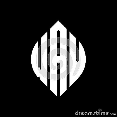 WAV circle letter logo design with circle and ellipse shape. WAV ellipse letters with typographic style. The three initials form a Vector Illustration