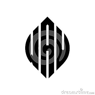 WAV circle letter logo design with circle and ellipse shape. WAV ellipse letters with typographic style. The three initials form a Vector Illustration