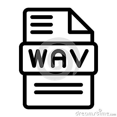 WAV File Icon Vector. Outline WAV File Sign. Isolated Contour Symbol Illustration Vector Illustration