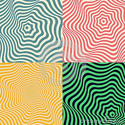 Wave background. Set of colored abstract patterns Vector Illustration