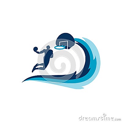 Wave basketball slam dunk athlete vector icon Vector Illustration