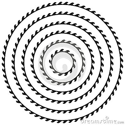 Round circular wave border frame in a range of sizes. Vector Illustration