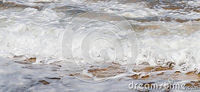 Wave close up. Banner with foamy sea water background Stock Photo