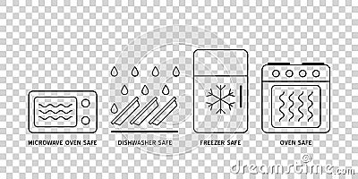 Wave Cooking logo. Microwave oven safe vector outline icon Vector Illustration