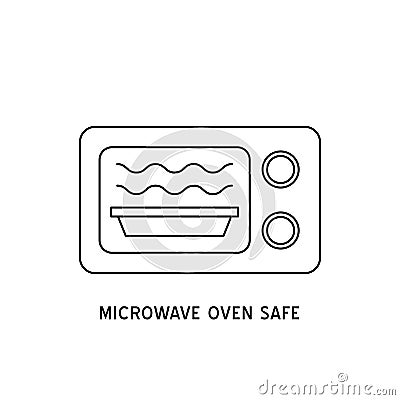 Wave Cooking logo. Microwave oven safe vector outline icon Vector Illustration