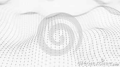 Wave 3d. Wave of particles. Abstract white Geometric Background. Big data visualization. 3d rendering Stock Photo