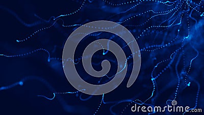 Wave 3d. Big data visualization. Data technology background. Abstract background. 3d rendering. Data array visual concept. Stock Photo