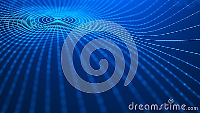 Wave 3d. 3D blue glowing abstract background. Abstract background with a dynamic wave. Big data visualization. 3d rendering Stock Photo