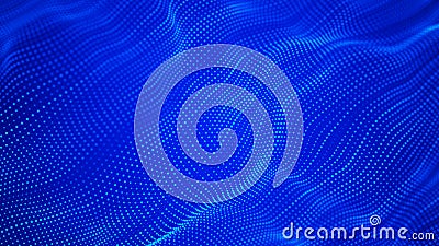 Wave 3d. Wave of particles. Abstract background with a futuristic wave. Big data visualization. Technology concept. 3d landscape. Stock Photo