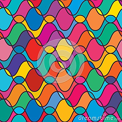 Wave draw line symmetry seamless pattern Vector Illustration