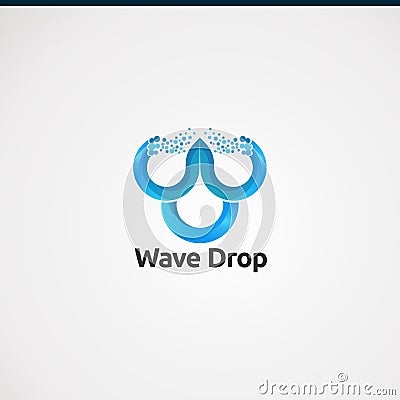 Wave drop with digital concept logo vector, icon, element, and template for business Vector Illustration