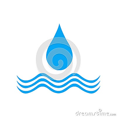Wave and drop logo icon.Water drop icon. Vector Illustration