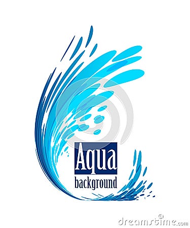 Aqua background, splash water on white Vector Illustration