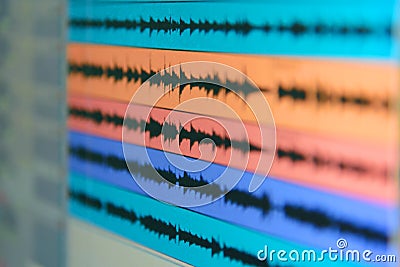 Wave file of sound on monitor Stock Photo