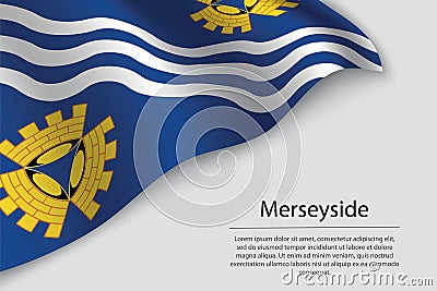 Wave flag of Merseyside is a county of England. Banner or ribbon Stock Photo