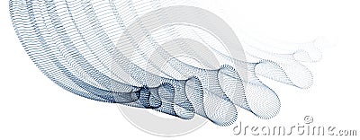 Wave of flowing particles abstract vector background, smooth curvy shape dots transparent tulle textile on wind. 3d shape dots Vector Illustration