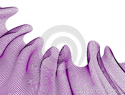 Wave of flowing particles abstract vector background, smooth curvy shape dots transparent tulle textile on wind. 3d shape dots Vector Illustration