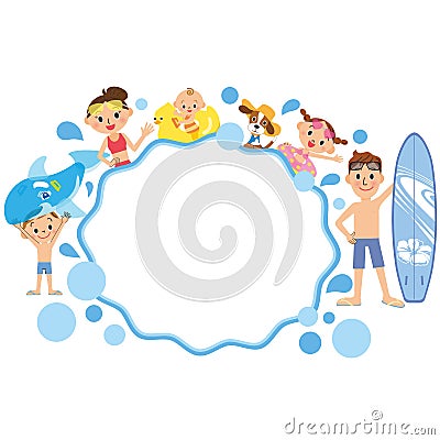 Wave frame and family Vector Illustration