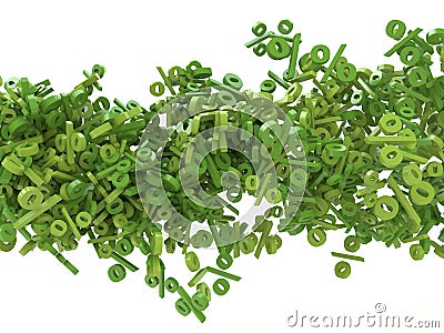 A wave of green percent on white background Stock Photo