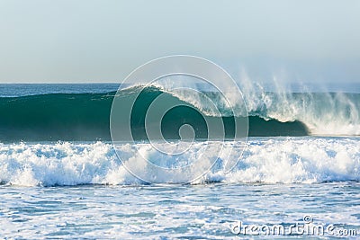 Wave Hollow Crashing Power Stock Photo