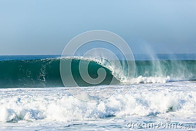 Wave Hollow Crashing Power Stock Photo