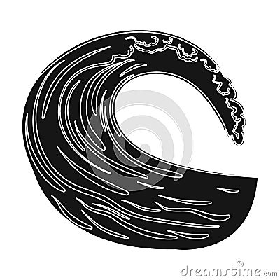 Wave icon in black style isolated on white background. Surfing symbol stock vector illustration. Vector Illustration