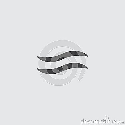 Wave icon in a flat design in black color. Vector illustration eps10 Cartoon Illustration