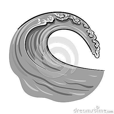 Wave icon in monochrome style isolated on white background. Surfing symbol stock vector illustration. Vector Illustration