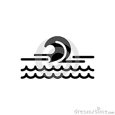 Black solid icon for Wave, ripple and backwash Stock Photo