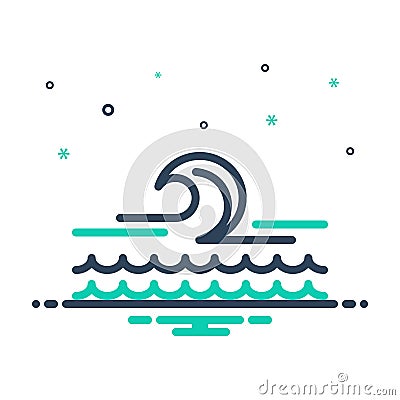 Mix icon for Wave, ripple and backwash Vector Illustration