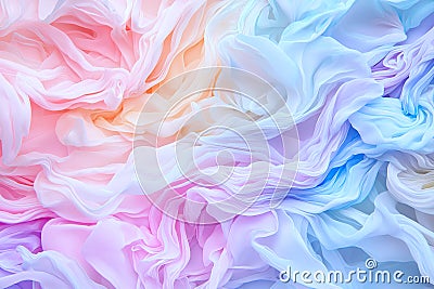 Wave like iridescent patterns cascade in soft rainbow tones, creating ethereal designs, Generated AI Stock Photo