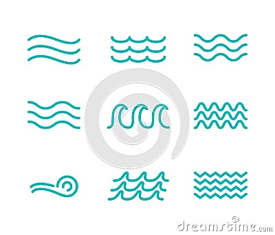 Wave line icon water vector sea flat ocean graphic symbol. Wave minimal logo Vector Illustration