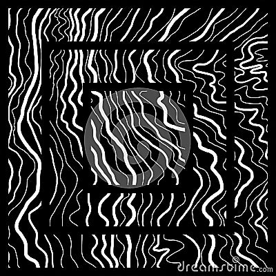 Wave lines pattern. White lines on black background. Creative frame. Abstract vector texture for graphic design Vector Illustration