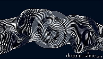 Wave of the many colored lines. Abstract wavy stripes on a black background isolated. Creative line art. Vector Vector Illustration