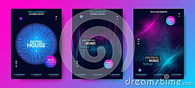 Wave Music Abstract Posters for Dance Event. Vector Illustration