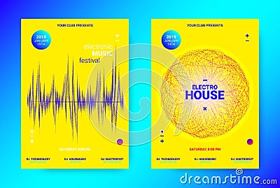 Wave Music Poster Concept. Electronic Sound Flyer. Vector Illustration
