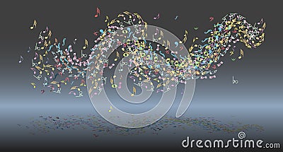 Wave of musical notes, design template Vector Illustration