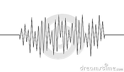 Wave one line. Continuous lines waves drawing. Art sound. Hand draw music. Outline audio icon. Concept voice. Sketch black record Vector Illustration